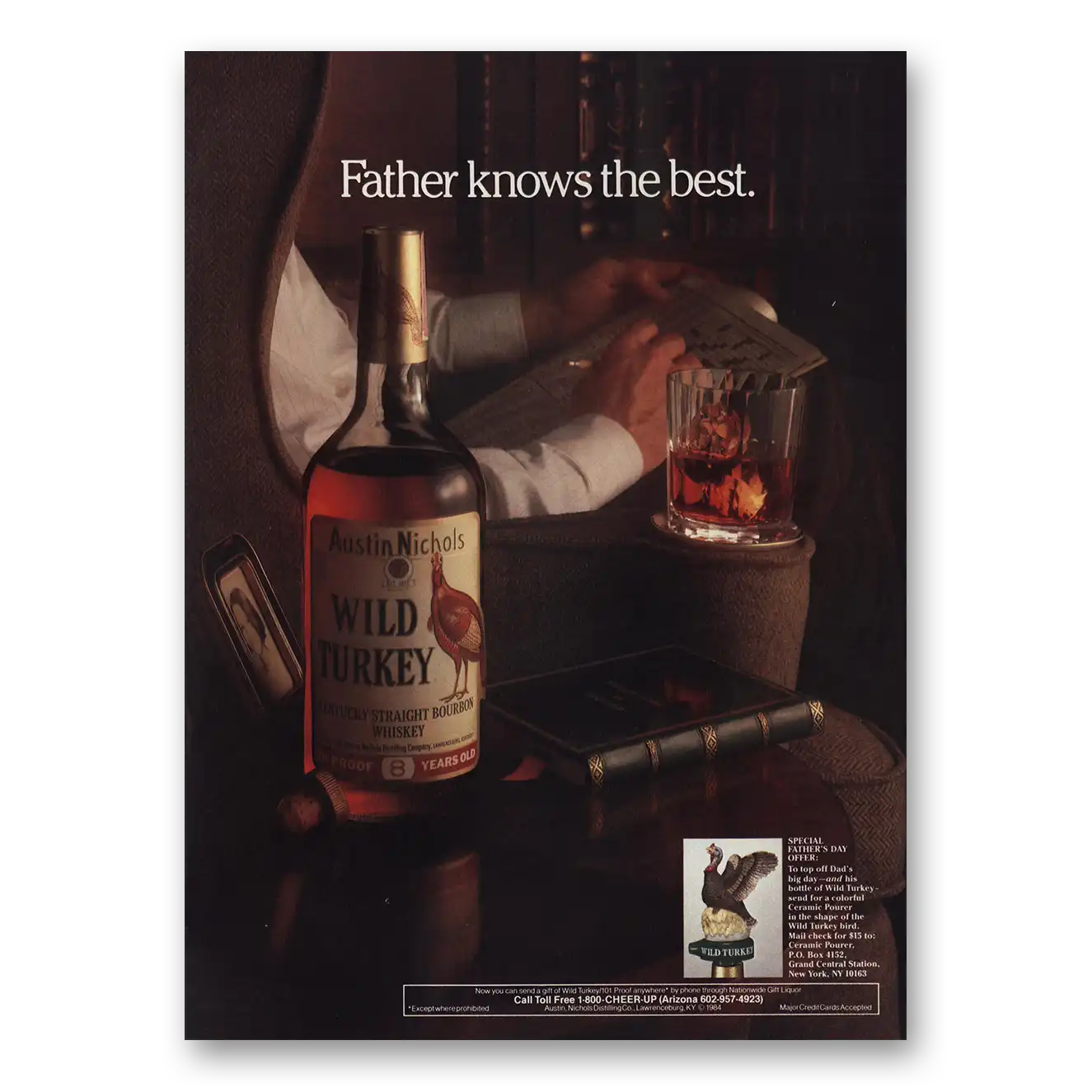 1984 Wild Turkey Father Knows the Best Vintage Magazine Print Ad