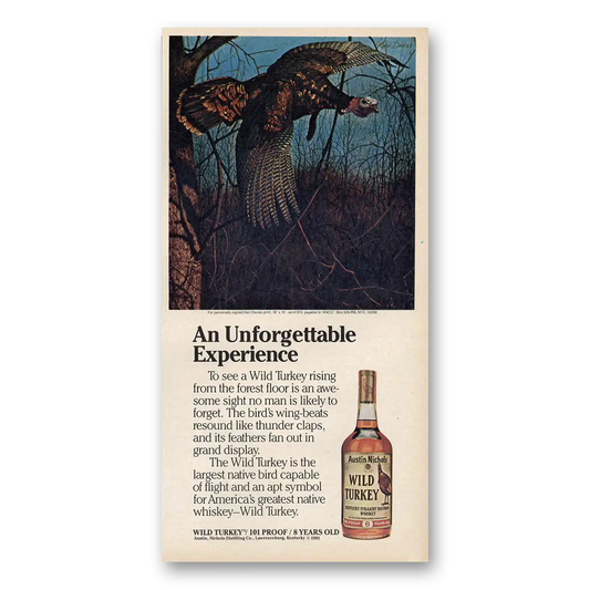 1984 Wild Turkey Bourbon Whiskey An Unforgettable Experience Vintage Magazine Print Ad