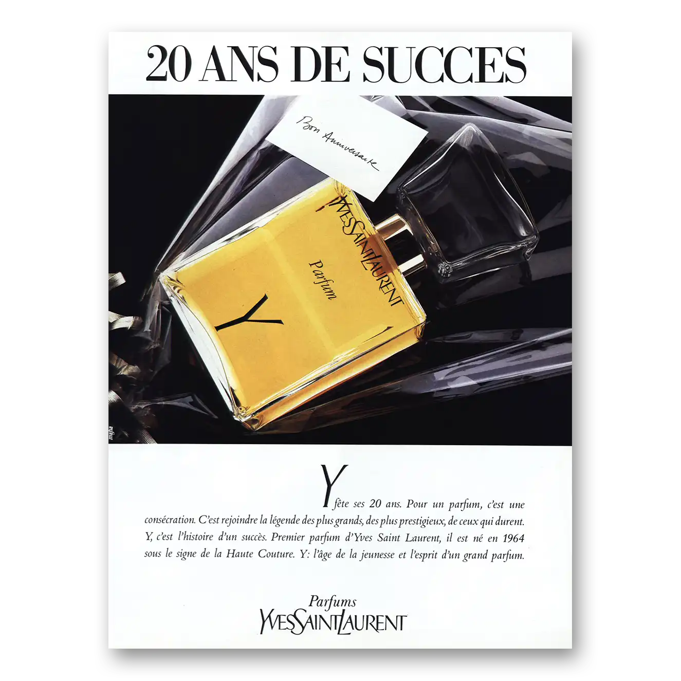 1984 Yves Saint Laurent 20 Ans De Succes Vintage Magazine Print Ad