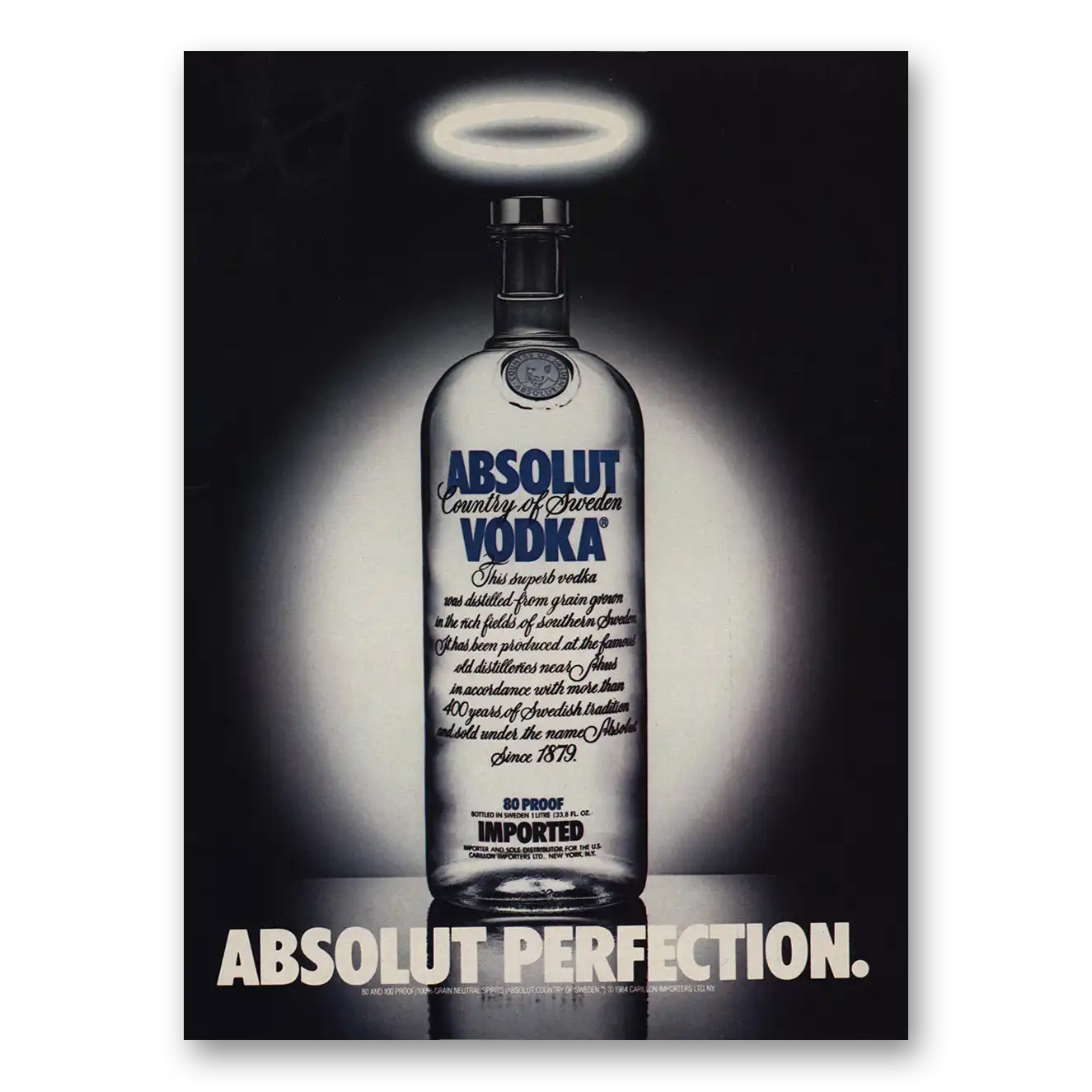 1985 Absolut Vodka Absolut Perfection Vintage Magazine Print Ad