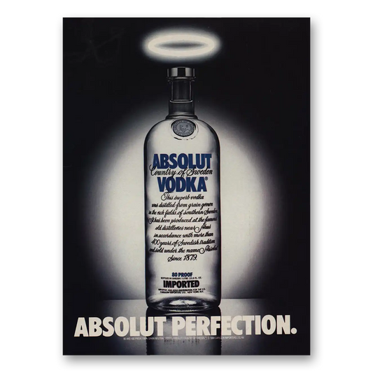 1985 Absolut Vodka Absolut Perfection Vintage Magazine Print Ad