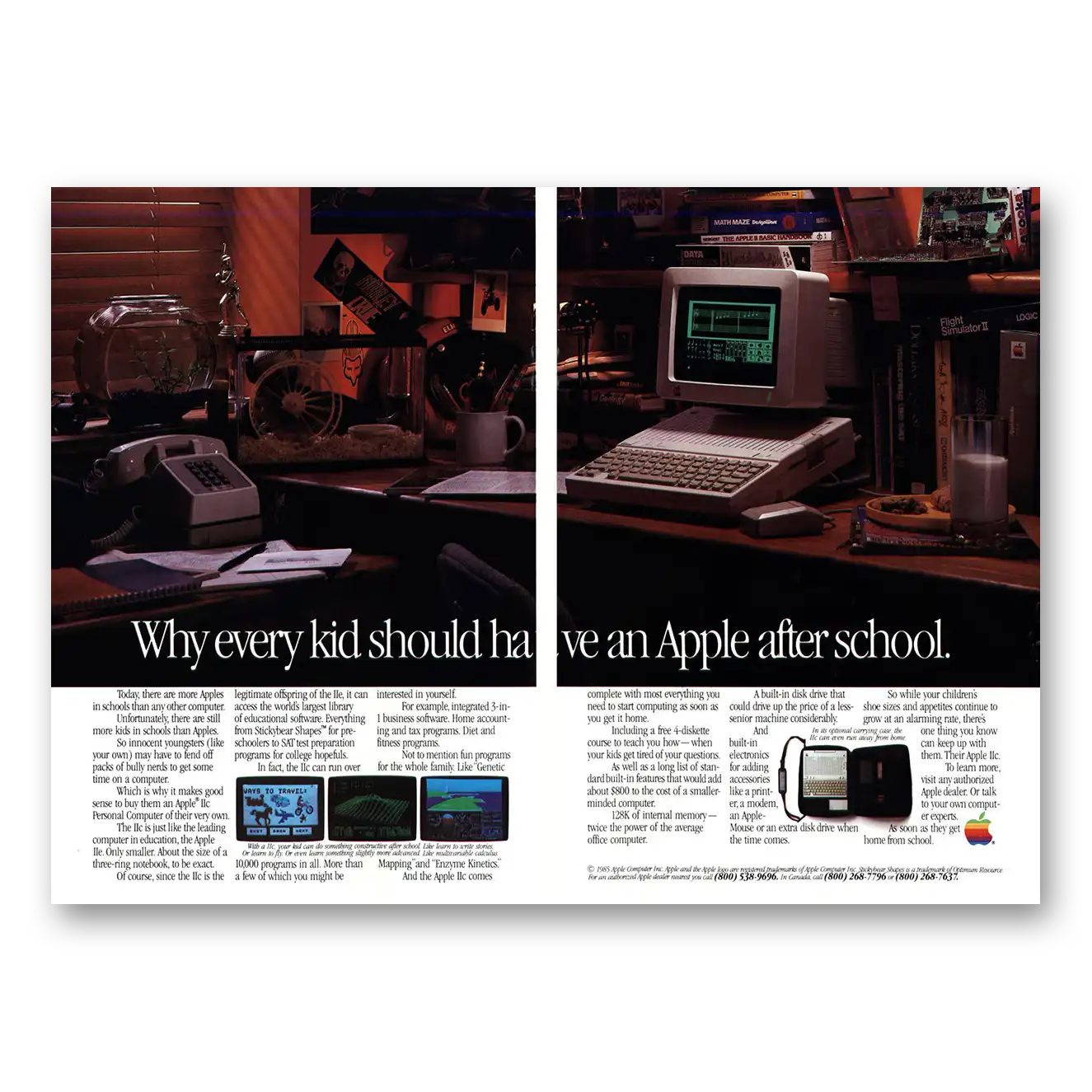 1985 Apple Computer Every Kid Should Have an Apple After School Vintage Magazine Print Ad