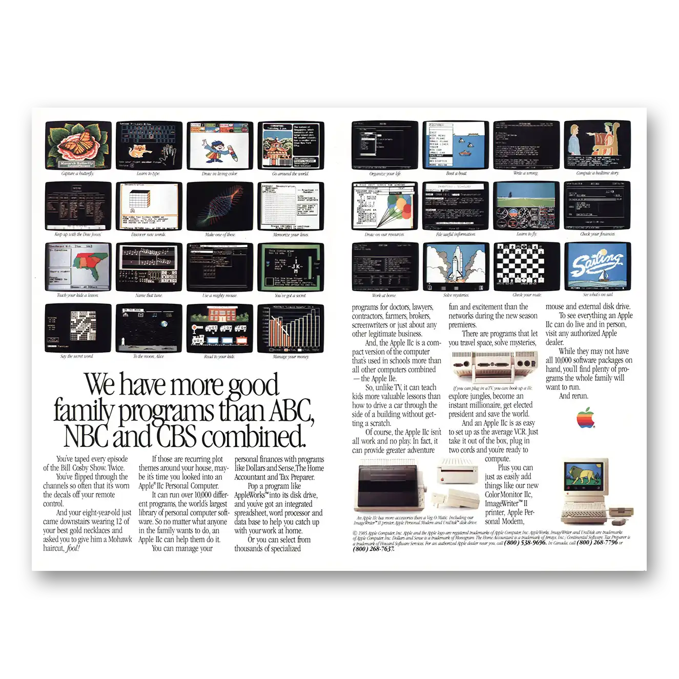 1985 Apple Computer More Good Family Programs Vintage Magazine Print Ad