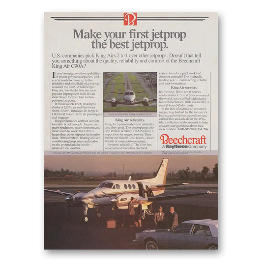 1985 Beechcraft King Air Make Your First Jetprop the Best Jetprop Vintage Magazine Print Ad