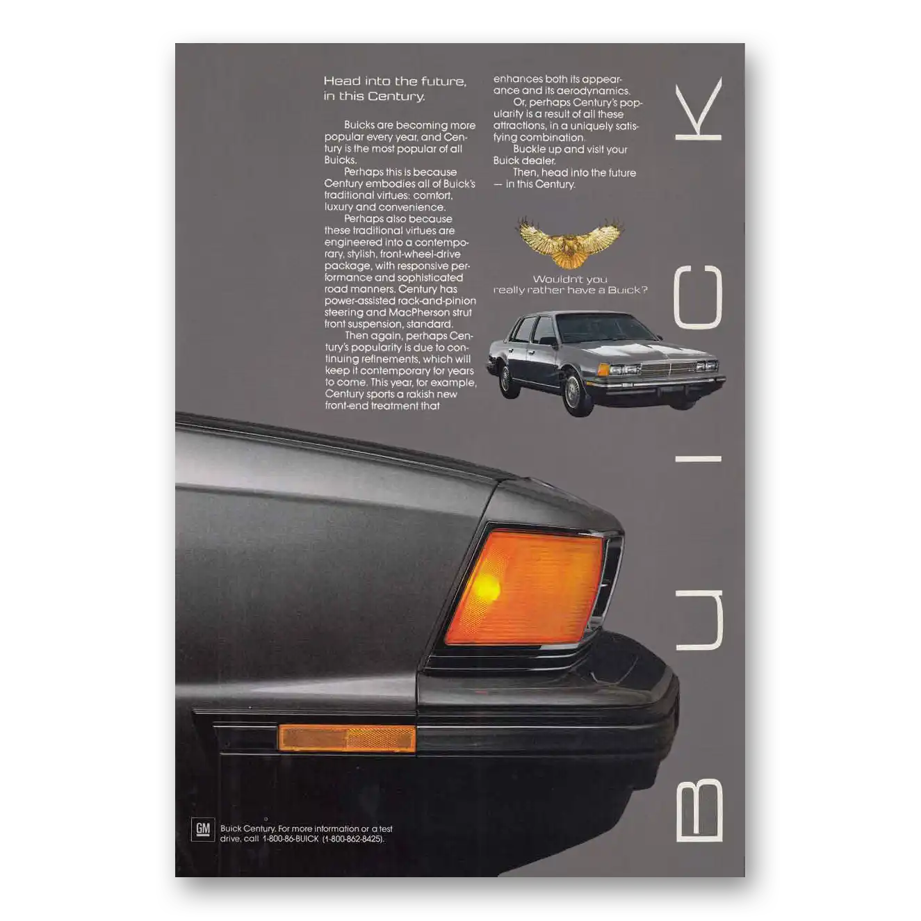 1986 Buick Century Head into the Future Vintage Magazine Print Ad