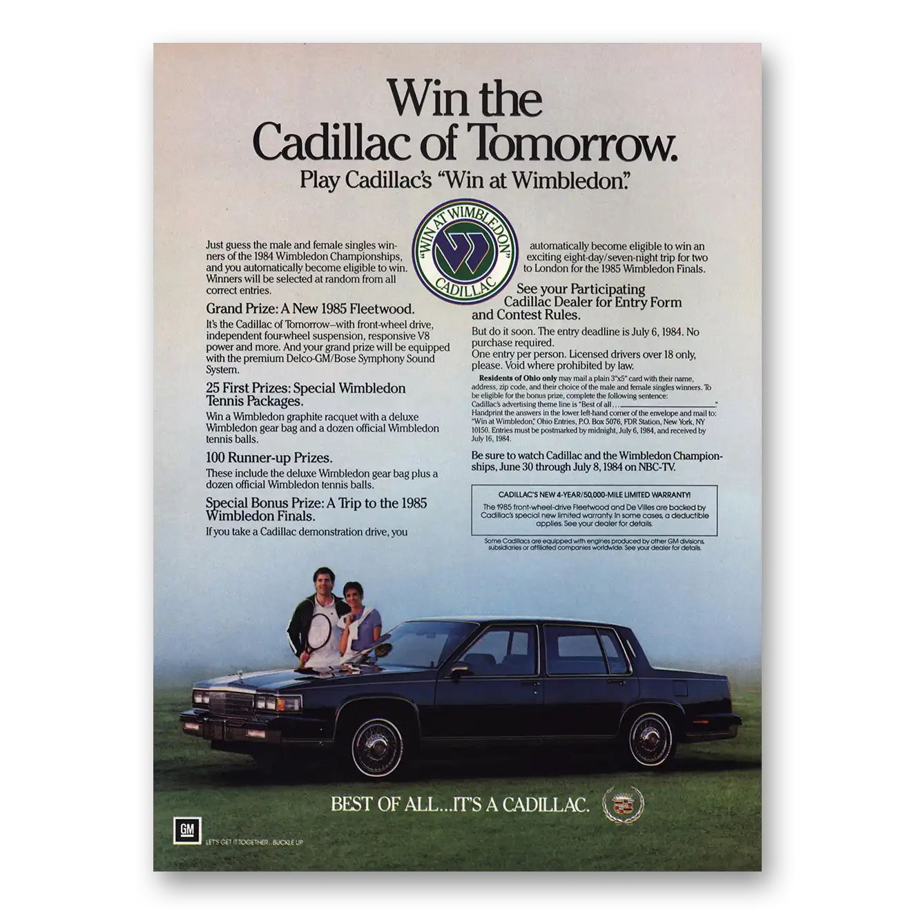 1985 Cadillac Fleetwood Win Cadillac of Tomorrow Vintage Magazine Print Ad