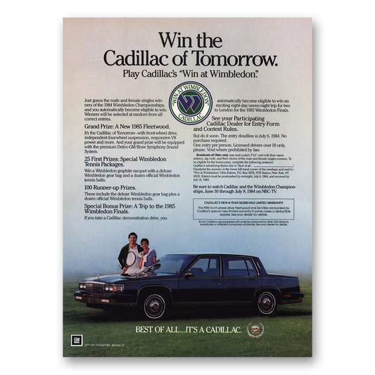 1985 Cadillac Fleetwood Win Cadillac of Tomorrow Vintage Magazine Print Ad