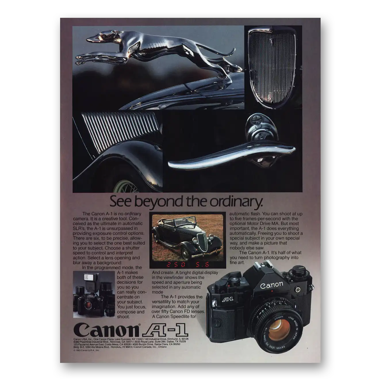 1985 Canon Camera See Beyond the Ordinary Jaguar Vintage Magazine Print Ad