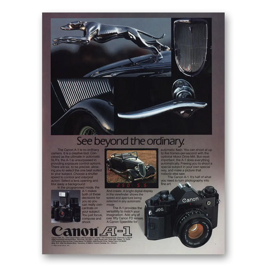 1985 Canon Camera See Beyond the Ordinary Jaguar Vintage Magazine Print Ad