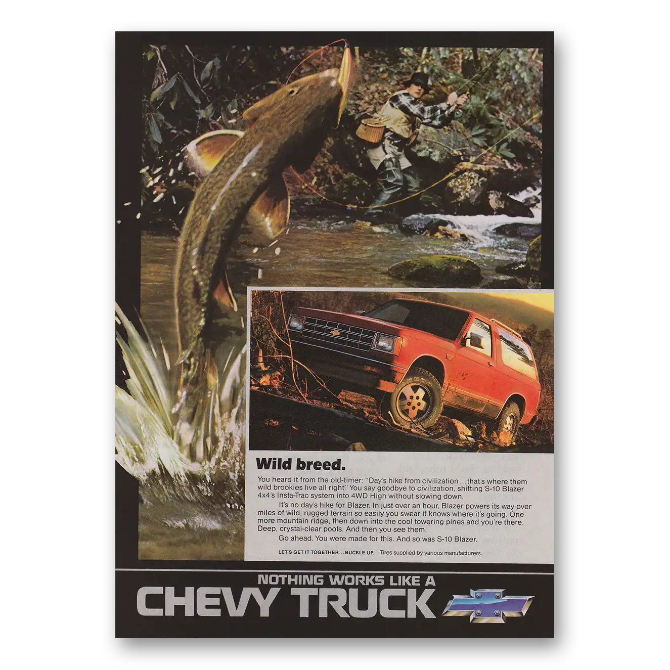 1985 Chevrolet Blazer Wild Breed Fishing Vintage Magazine Print Ad