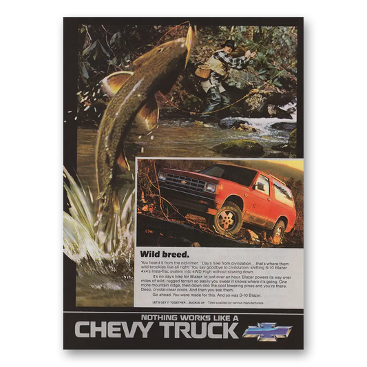 1985 Chevrolet Blazer Wild Breed Fishing Vintage Magazine Print Ad