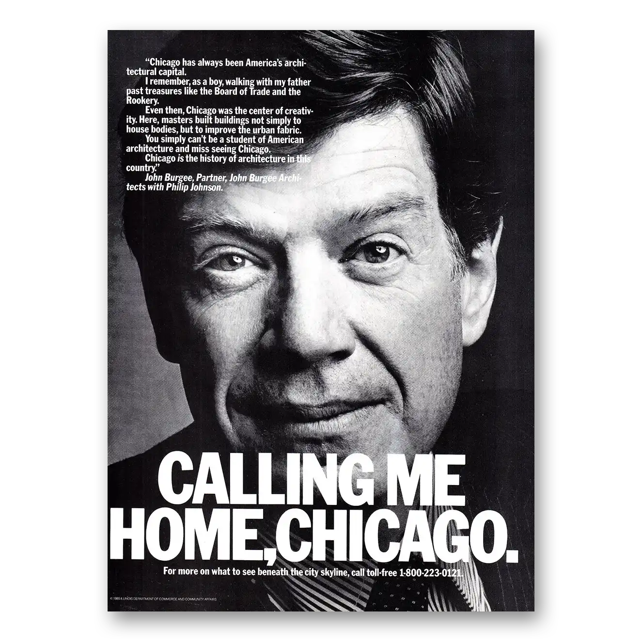 1985 Chicago Illinois Chicago Calling Me Home Chicago John Burgee Vintage Magazine Print Ad