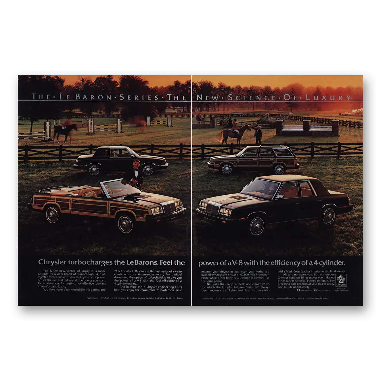 1985 Chrysler LeBaron Turbocharges Feel the Power Vintage Magazine Print Ad