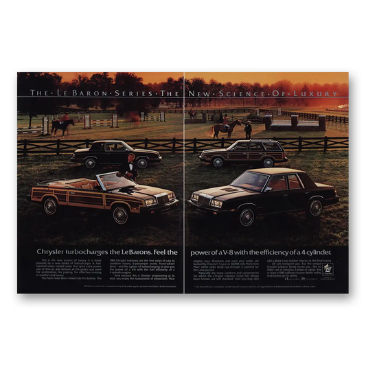 1985 Chrysler LeBaron Turbocharges Feel the Power Vintage Magazine Print Ad