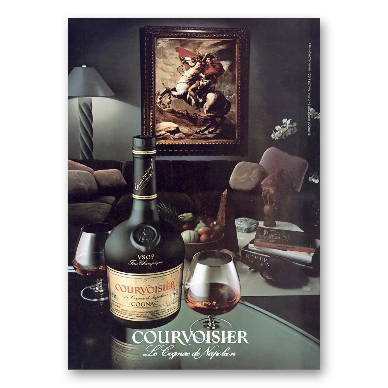 1985 Courvoisier Le Cognac de Napoleon Vintage Magazine Print Ad