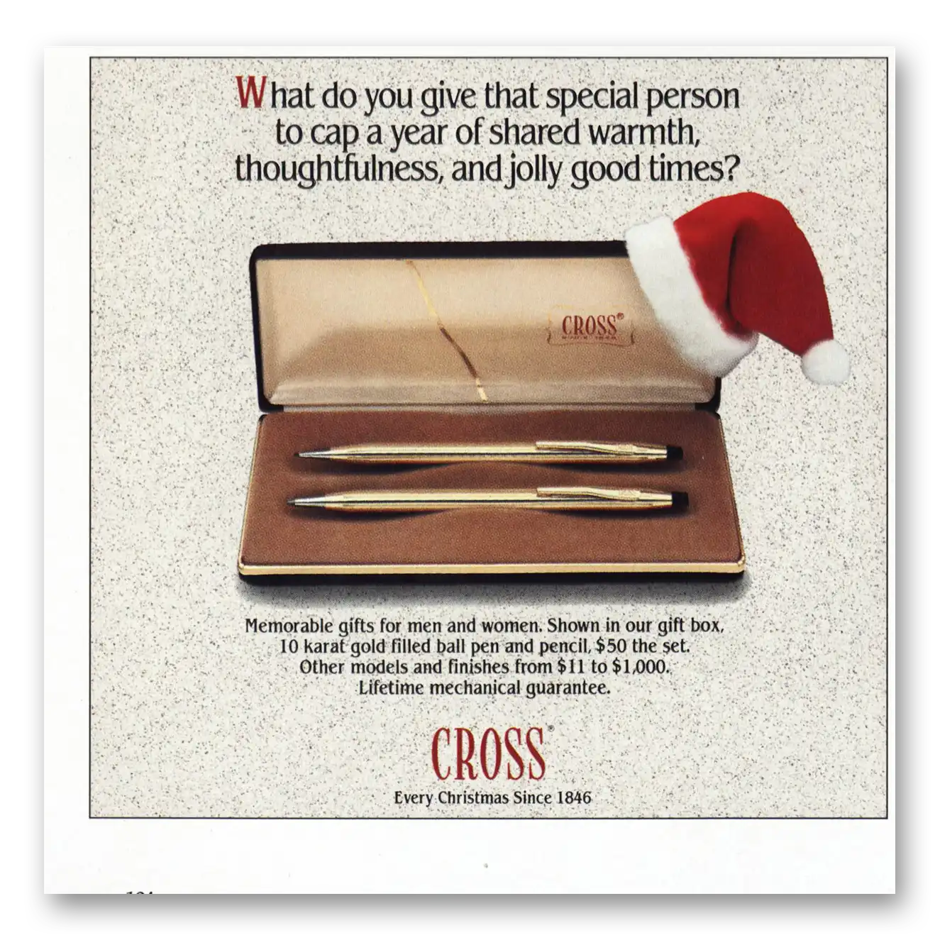 1985 Cross Cap a Year of Shared Warmth Vintage Magazine Print Ad