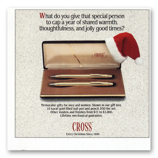 1985 Cross Cap a Year of Shared Warmth Vintage Magazine Print Ad