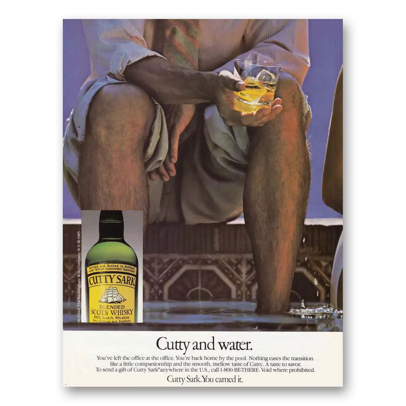 1985 Cutty Sark Cutty and Water Vintage Magazine Print Ad