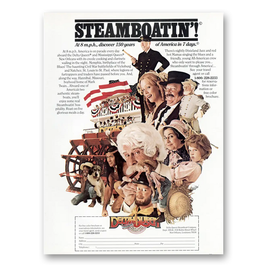 1985 Delta Queen Steamboat Steamboatin at 8 MPH Vintage Magazine Print Ad