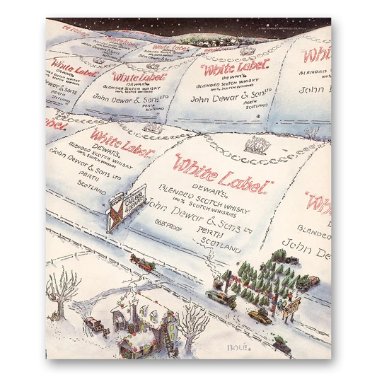 1985 Dewars White Label Christmas Tree Farm Vintage Magazine Print Ad