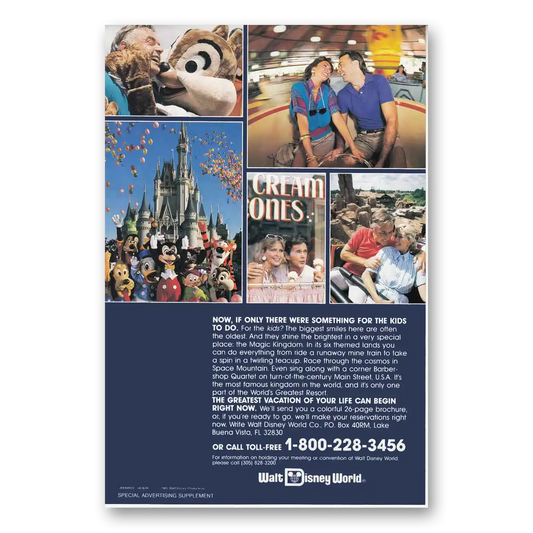 1985 Walt Disney World Something for the Kids To Do Vintage Magazine Print Ad