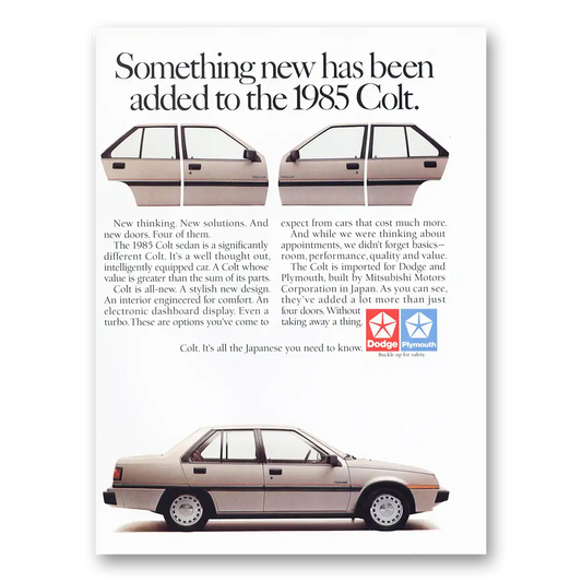 1985 Dodge Colt Something New has Been Added Vintage Magazine Print Ad