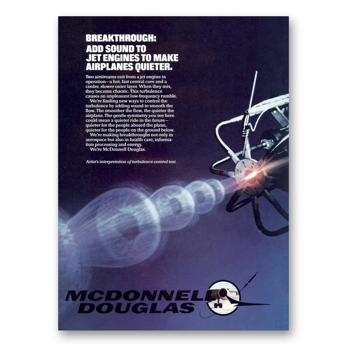 1985 McDonnell Douglas Add Sound to Jet Engines Vintage Magazine Print Ad