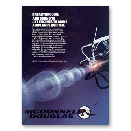 1985 McDonnell Douglas Add Sound to Jet Engines Vintage Magazine Print Ad