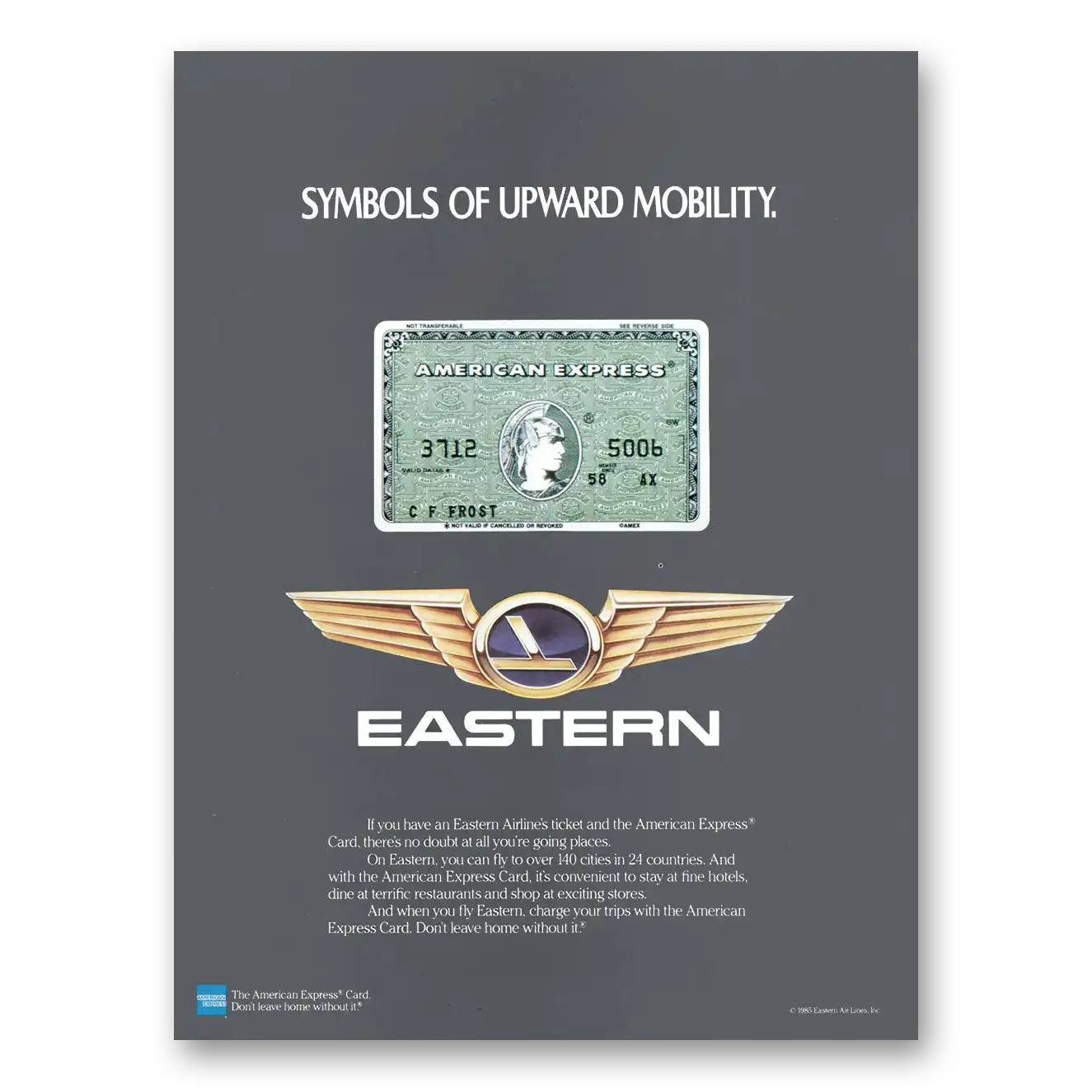 1985 Eastern Airlines American Express Symbols of Upward Mobility Vintage Magazine Print Ad