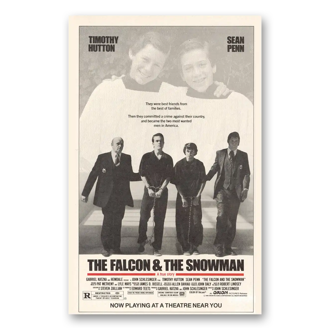 1985 Falcon and the Snowman Movie Promo Timothy Hutton and Sean Penn Vintage Magazine Print Ad