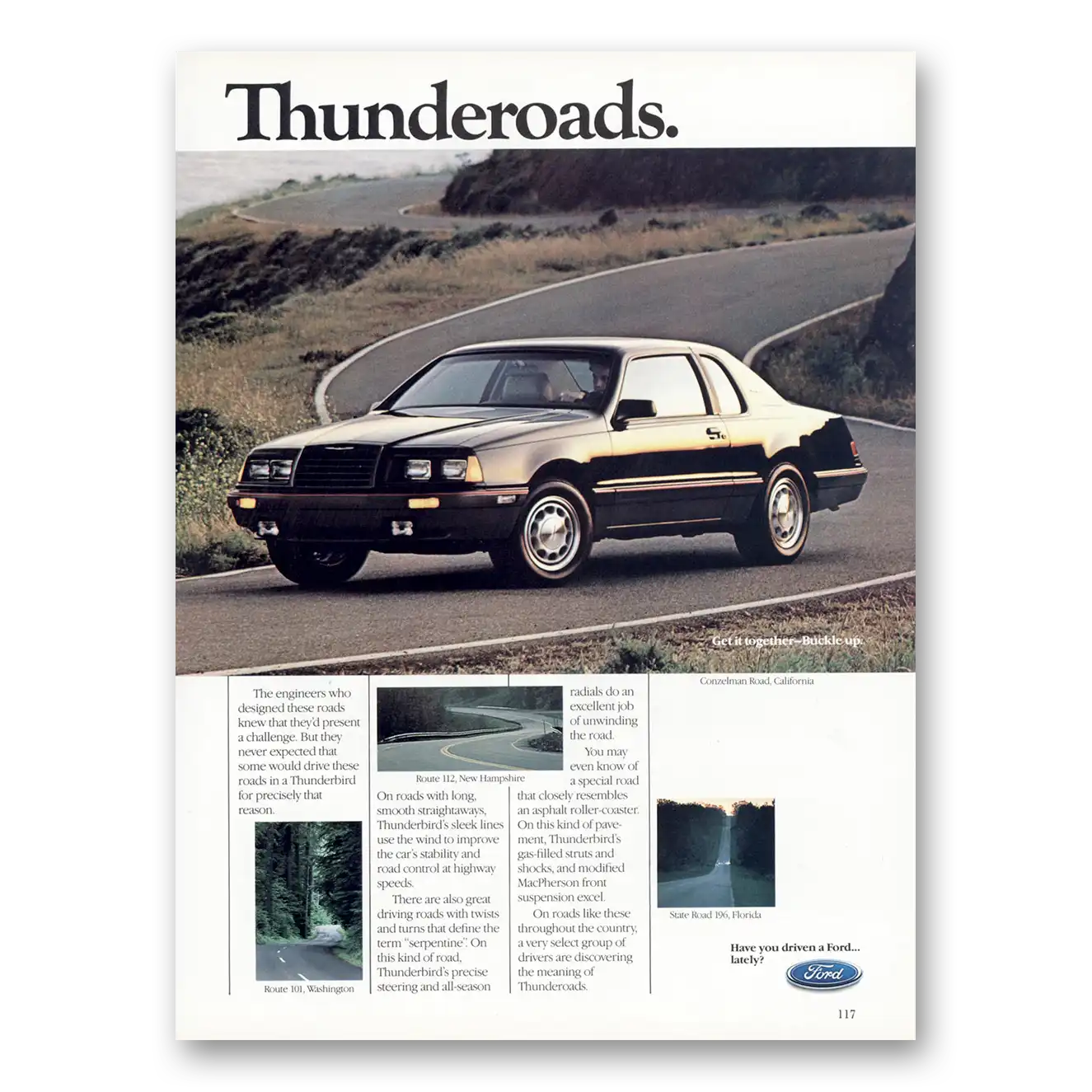 1985 Ford Thunderbird Thunderoads Conzelman Road Vintage Magazine Print Ad