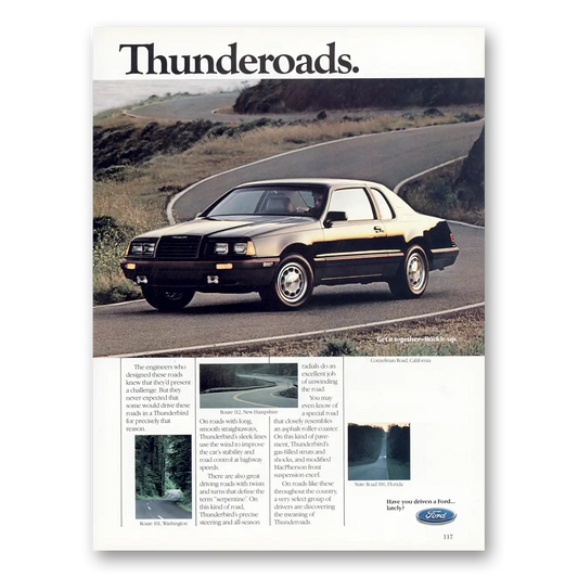 1985 Ford Thunderbird Thunderoads Conzelman Road Vintage Magazine Print Ad