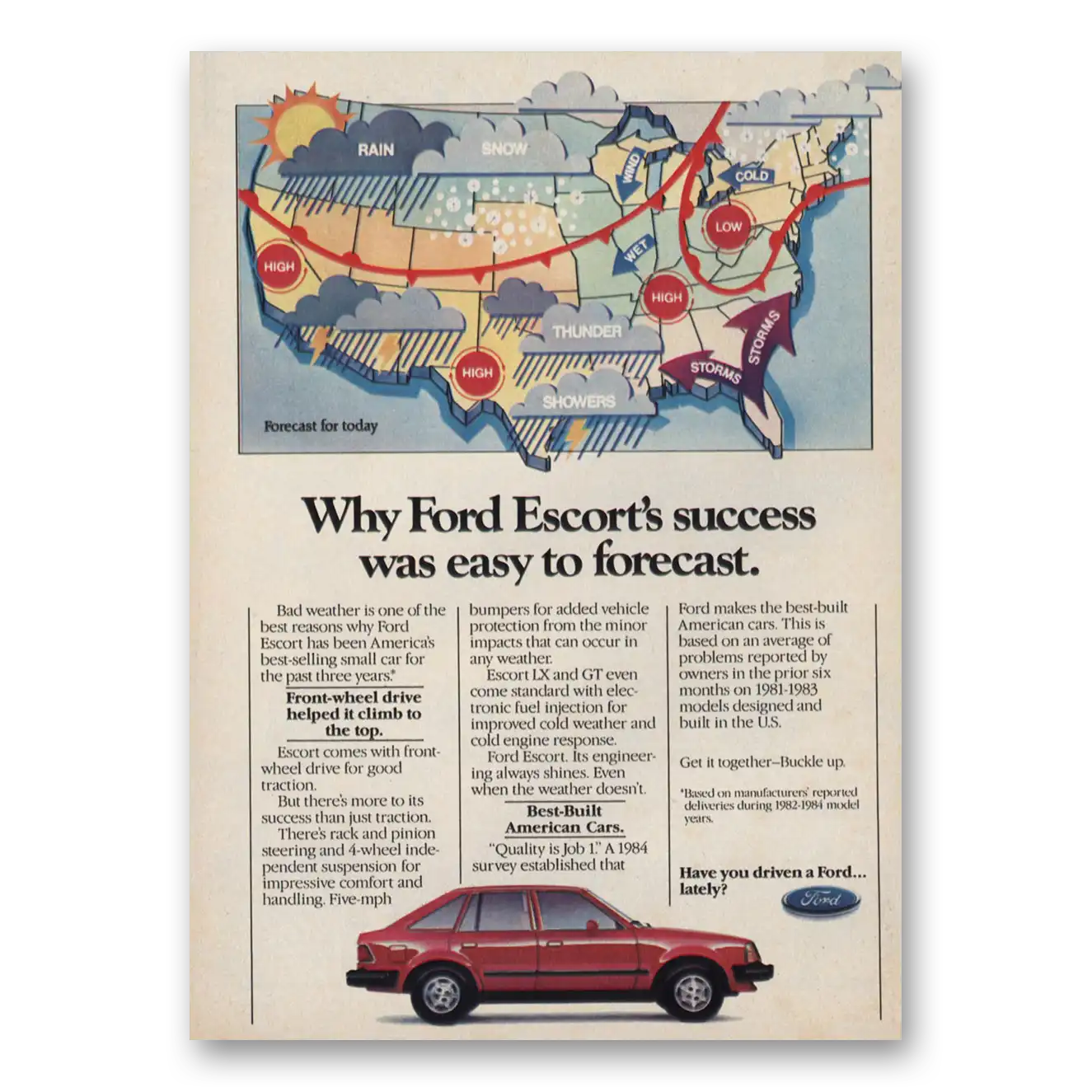 1985 Ford Escort Success Was Easy to Forecast Vintage Magazine Print Ad