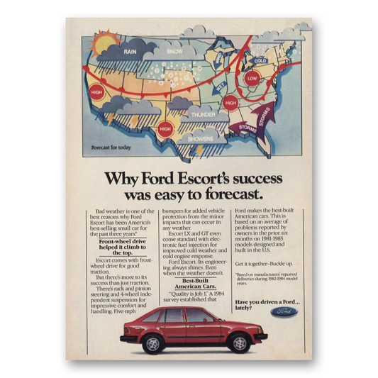 1985 Ford Escort Success Was Easy to Forecast Vintage Magazine Print Ad