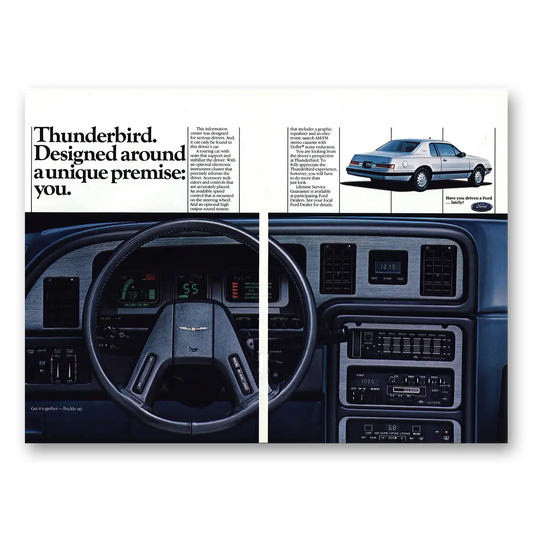 1985 Ford Thunderbird Designed Around Unique Premise Vintage Magazine Print Ad