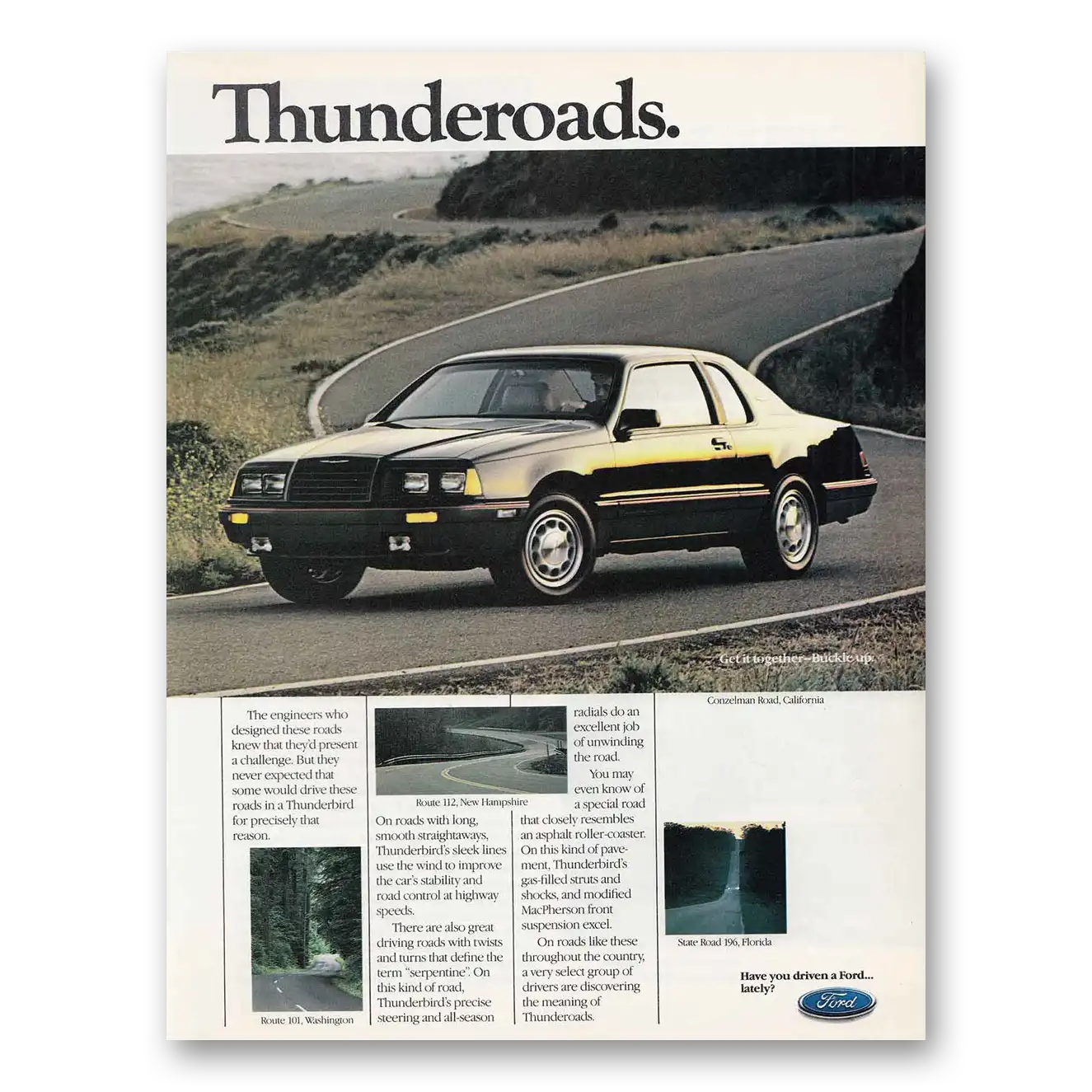 1985 Ford Thunderbird Conzelman Road California Vintage Magazine Print Ad