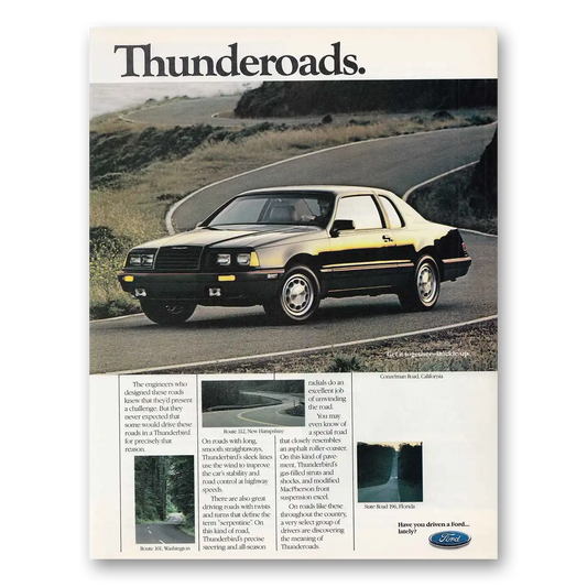 1985 Ford Thunderbird Conzelman Road California Vintage Magazine Print Ad