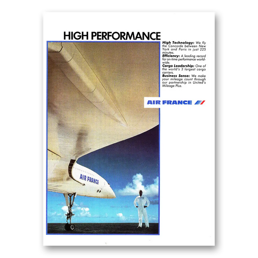 1985 Air France Concorde High Performance Vintage Magazine Print Ad