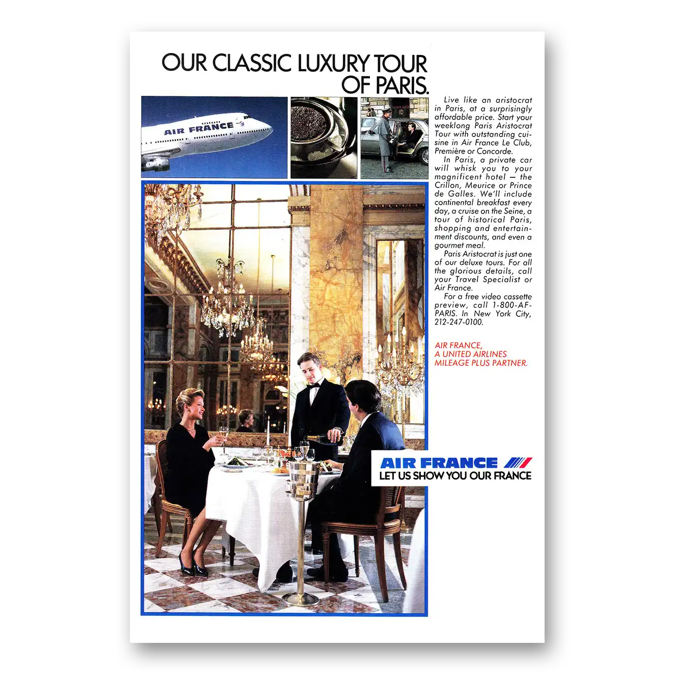 1985 Air France Classic Luxury Tour of Paris Vintage Magazine Print Ad