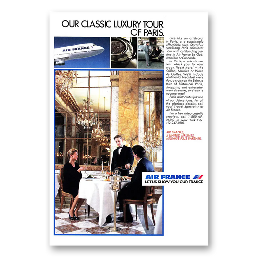 1985 Air France Classic Luxury Tour of Paris Vintage Magazine Print Ad