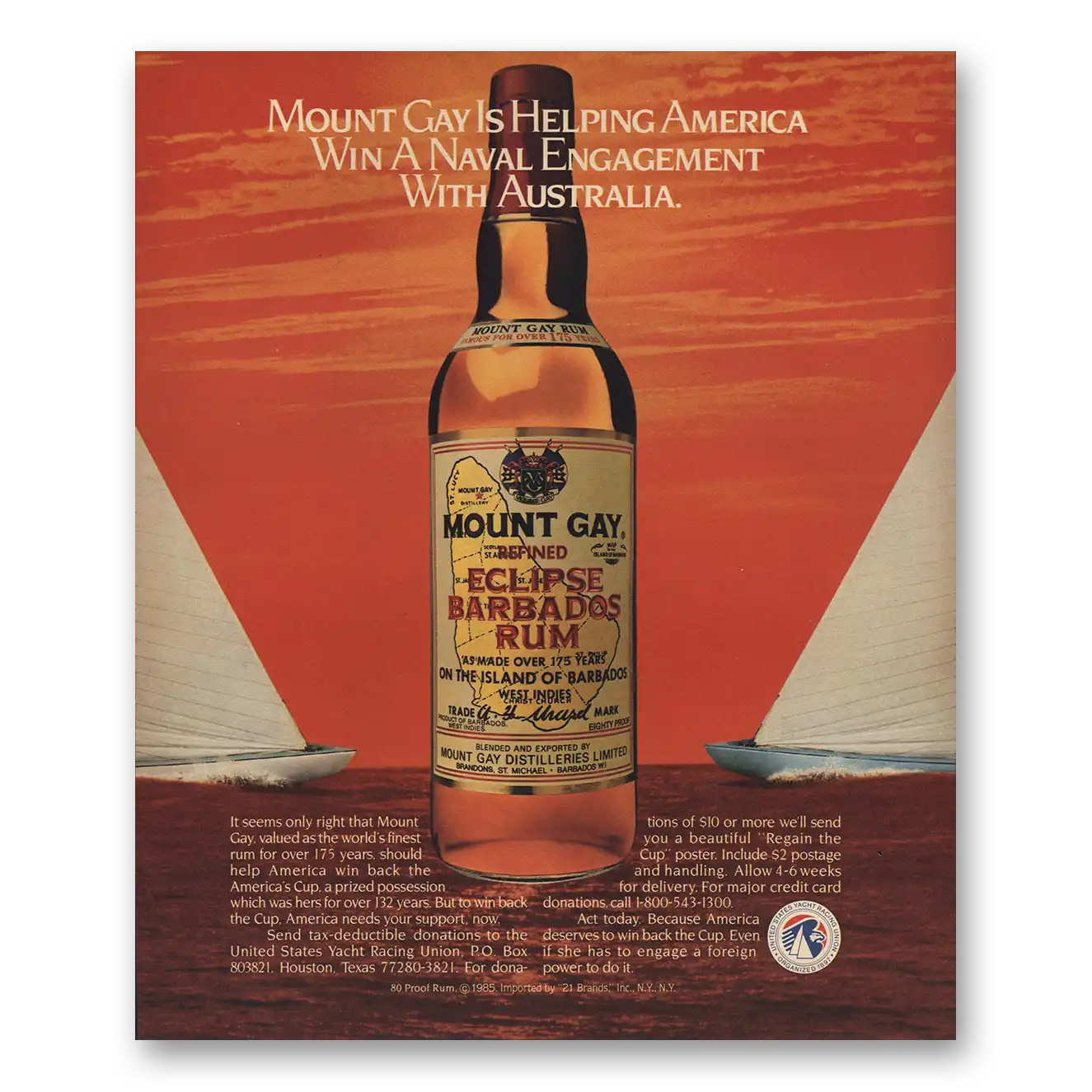 1985 Mount Gay Rum Naval Engagement Australia Vintage Magazine Print Ad