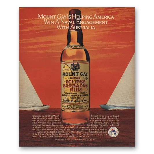 1985 Mount Gay Rum Naval Engagement Australia Vintage Magazine Print Ad