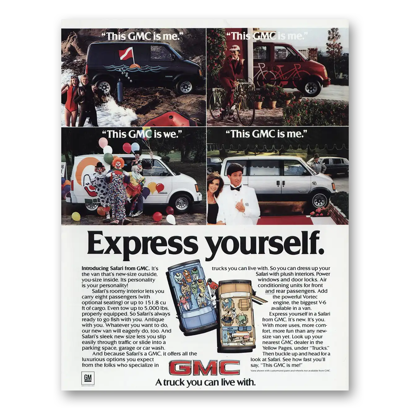 1985 GMC Trucks Express Yourself Vintage Magazine Print Ad