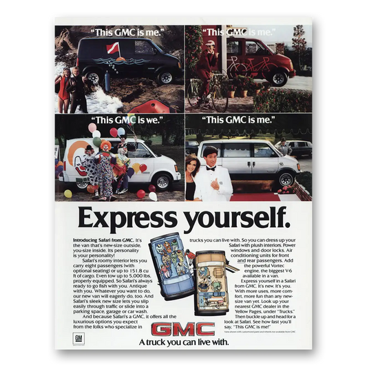 1985 GMC Trucks Express Yourself Vintage Magazine Print Ad