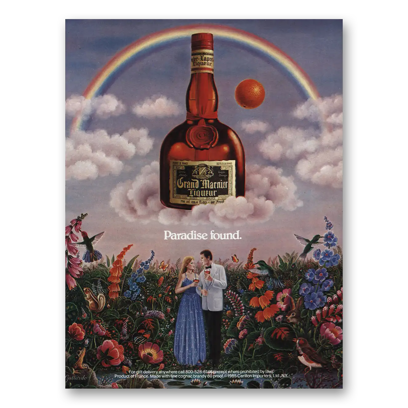 1985 Grand Marnier Paradise Found Rainbow Vintage Magazine Print Ad