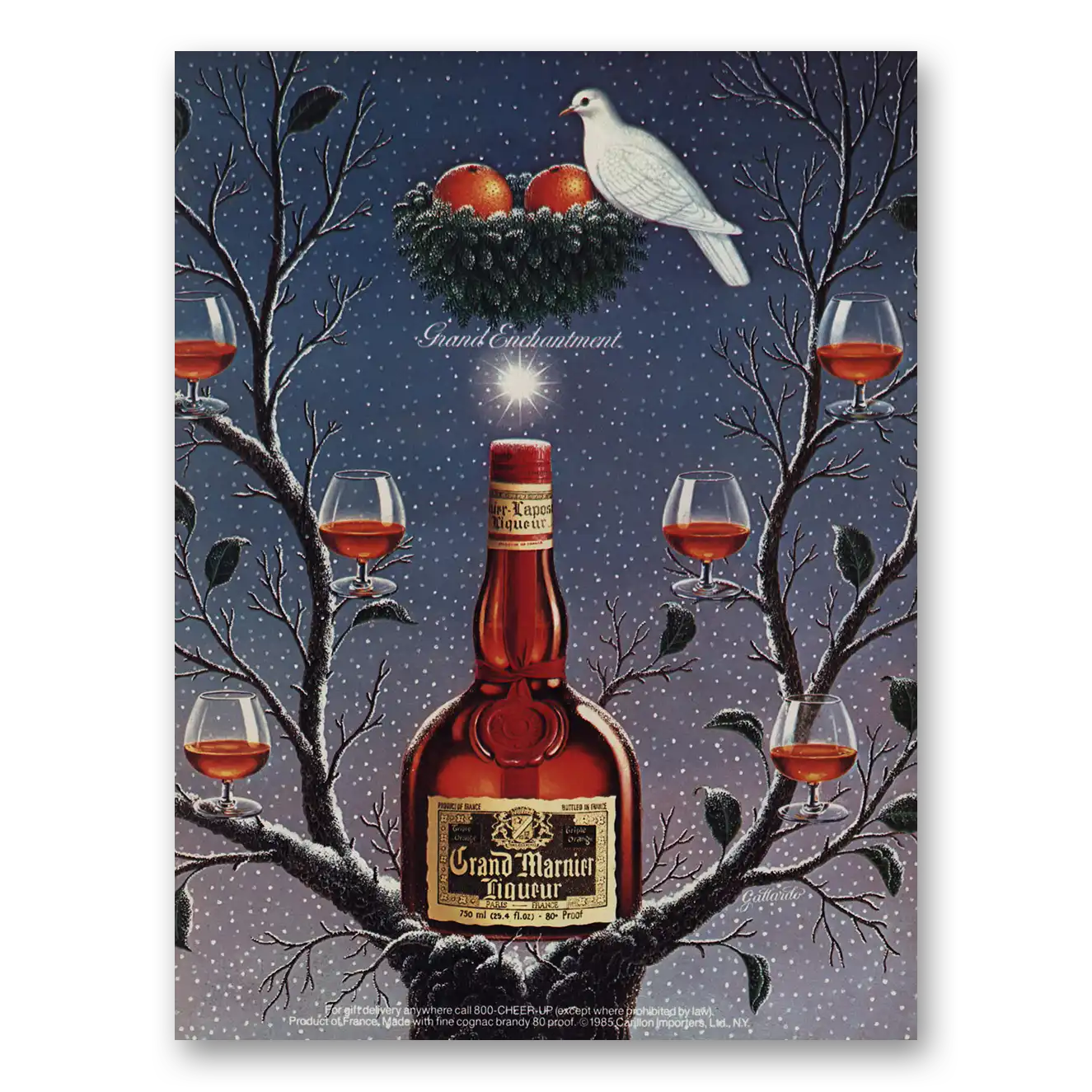 1985 Grand Marnier Partridge Grand Enchantment Vintage Magazine Print Ad