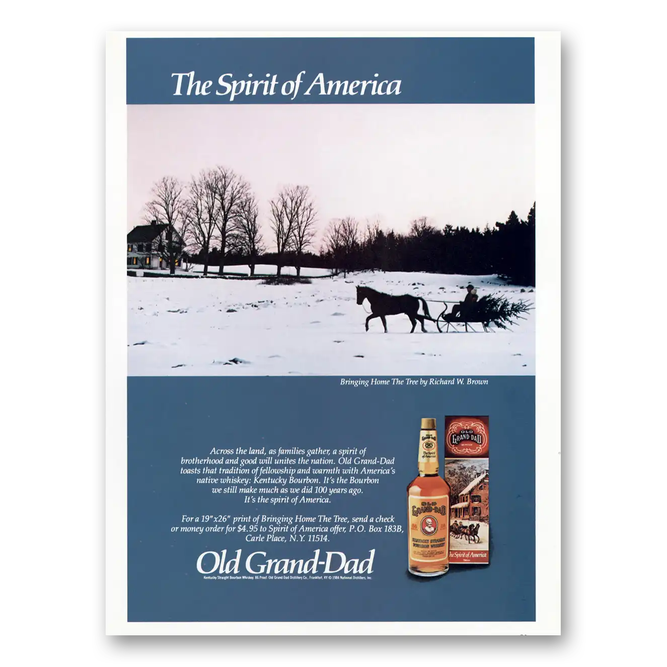 1985 Old Grand-Dad Bourbon Whiskey Spirit of America Sleigh Vintage Magazine Print Ad