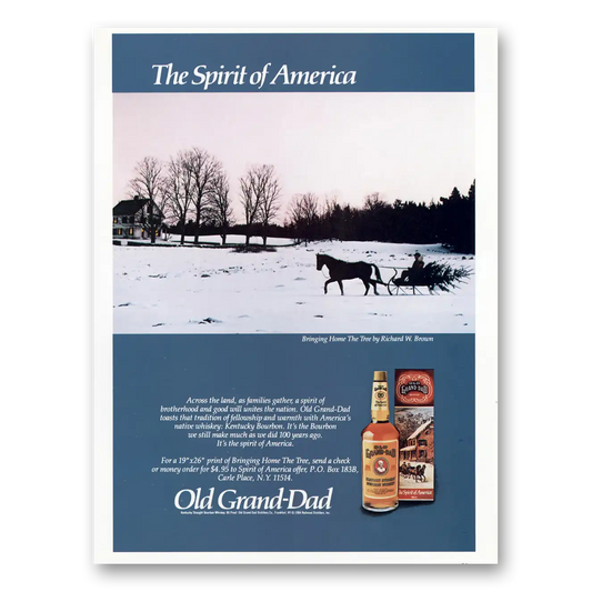 1985 Old Grand-Dad Bourbon Whiskey Spirit of America Sleigh Vintage Magazine Print Ad