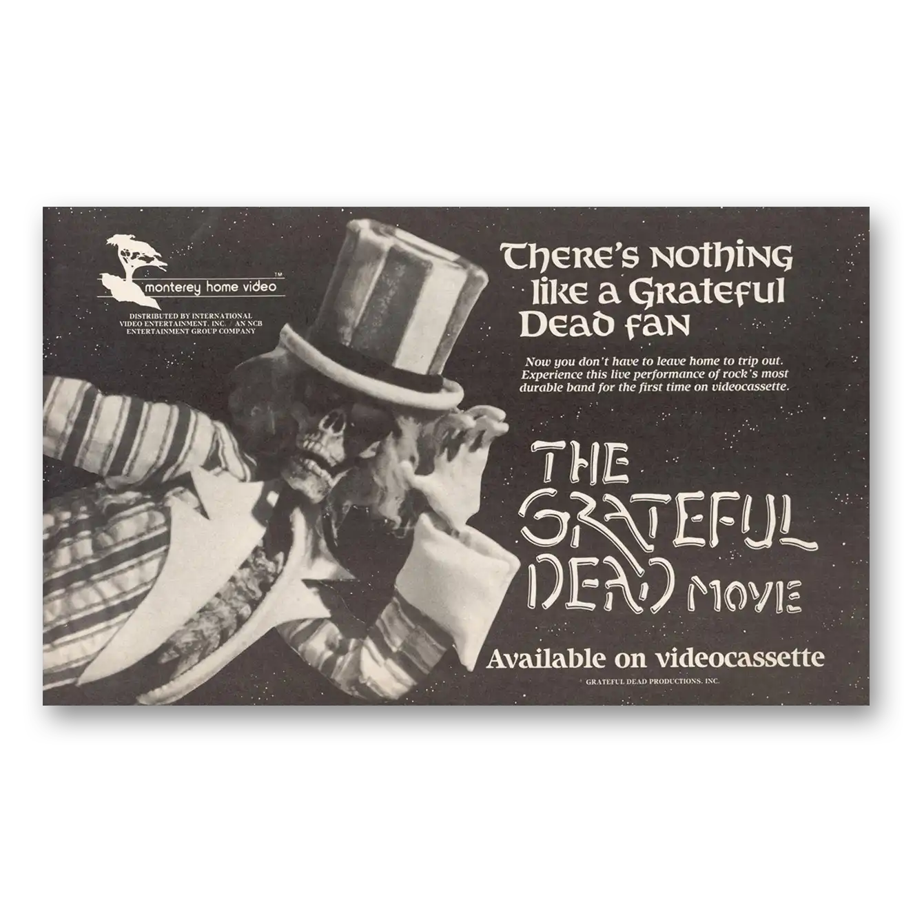 1985 Grateful Dead Movie Promo Nothing Like a Grateful Dead Fan Vintage Magazine Print Ad