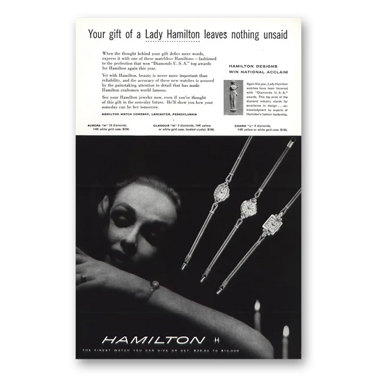 1956 Hamilton Watch Lady Hamilton Vintage Magazine Print Ad